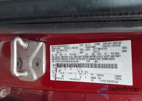 2013 Ford Escape Sel z USA, uszkodzony, nr VIN 1FMCU0HX6DUA33520